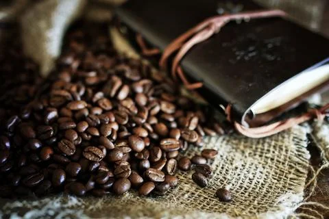 Coffee bean on textile background Foto stock