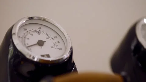 Coffee bean toaster close up of instrument gauges Stock-Footage 166986550