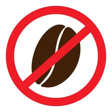 Coffee bean under the ban thing. No caffeine Prohibition sign Sticker Pointer Stock Illustration