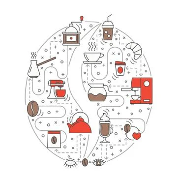 Coffee bean vector flat line art illustration Stock Illustration
