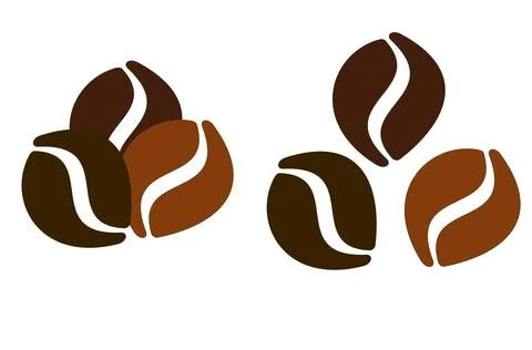 Coffee bean vector icon in shades of brown Stock Illustration