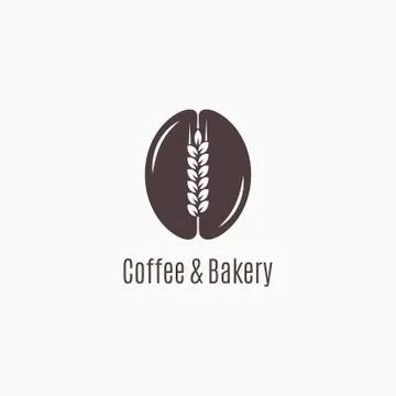 Coffee bean with wheat logo. Coffee and bakery Stock Illustration
