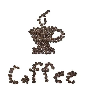 Coffee bean on white background - cup Stock Photos