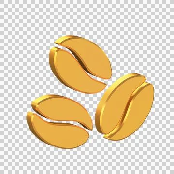Coffee Beans 3D Icon Isolated on Transparent Background Stock Illustration