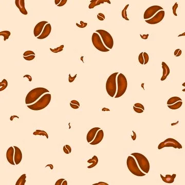 Coffee beans and chocolate chips, seamless background Illustrazione stock