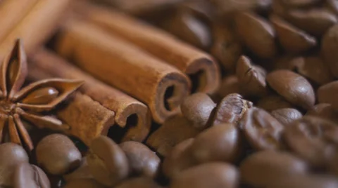 Coffee beans and cinnamon Stock Footage 34273671