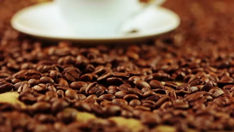 Coffee Beans and Coffee Cup Видео 106484803