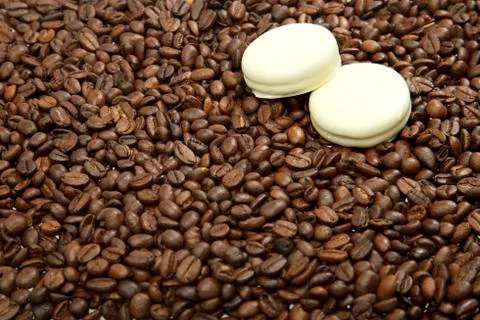 Coffee beans and cookie Stock Photos