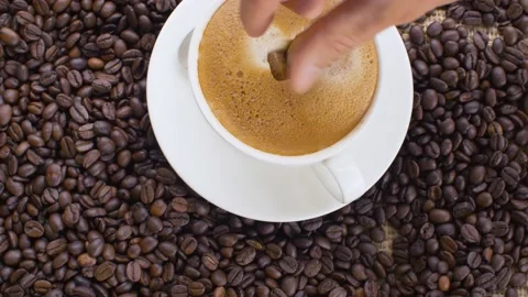 Coffee beans and cup of coffee Stock Footage 137027898