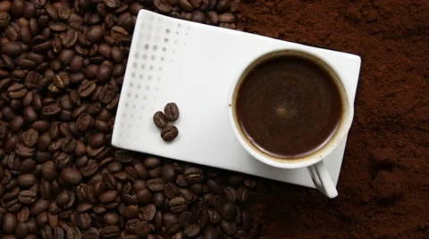 Coffee beans and cup Stock Footage 68506542