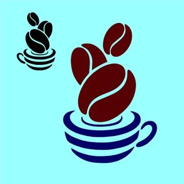 Coffee beans and cup Stock Illustration