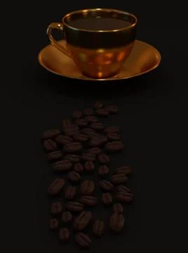 Coffee beans and cup Stock Illustration