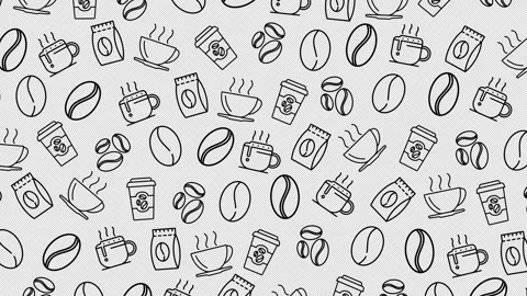 Coffee beans and cups seamless pattern Stock Footage 326839948