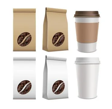 Coffee beans and plastic containers. Stock Illustration