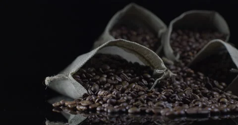 Coffee Beans and Sacks 5K RED Gemini Slow Motion Stock Footage 137983262