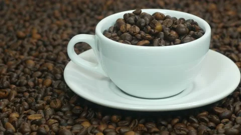 Coffee Beans and White Coffee Set Stock Footage 108610598