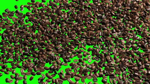 Coffee beans animation blown movement for transition on green screen. Video stock 283560610