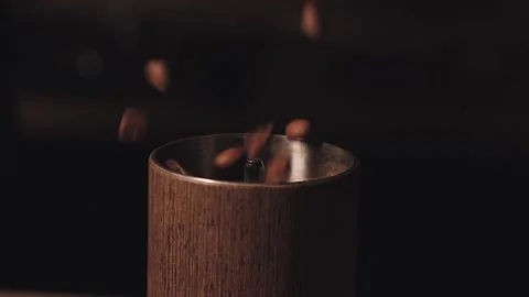 Coffee beans are falling in slow motion. Stock Footage 138497983