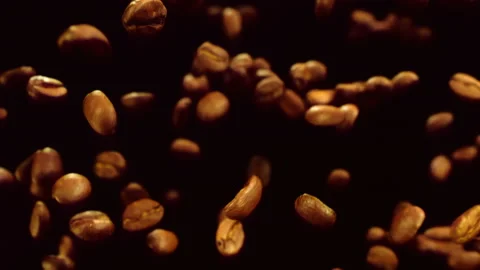 Coffee beans are flying in the air Video stock 88431653