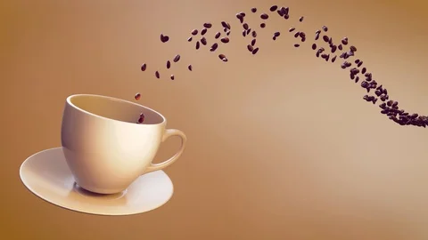 Coffee Beans Are Flying into the cup on light Background 4K (Alpha Channel) 스톡 동영상 95640906