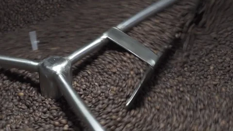Coffee beans are roasted at the coffee factory Stock Footage 82754441