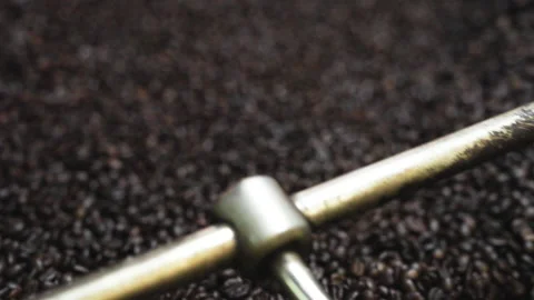Coffee beans are roasted in a coffee bean roaster. Stock Footage 172535107