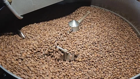 Coffee Beans Are Roasted In A Machine Stock Footage 296097561
