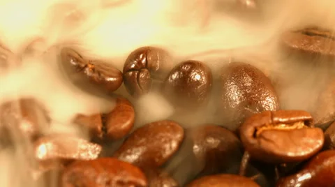 Coffee beans are steaming close up Stock Footage 57680407