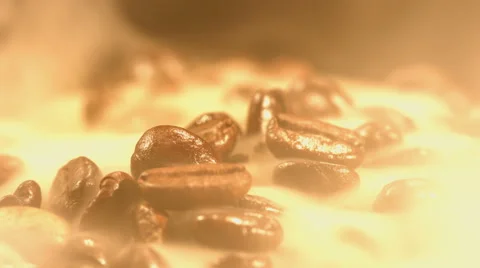 Coffee beans are steaming close up Stock Footage 57682566