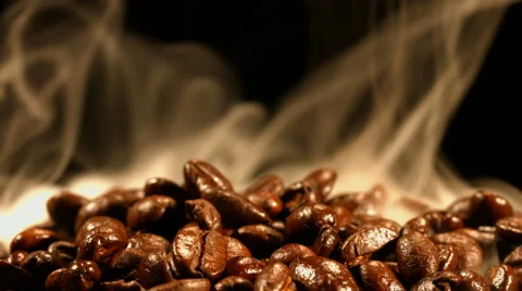 Coffee beans are steaming close up Stock Footage 57685027