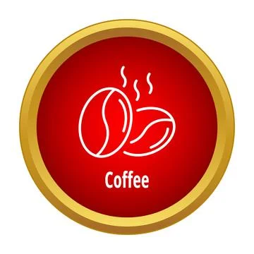 Coffee beans aroma icon on red background Stock Illustration