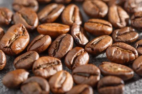 Coffee beans. Aromatic coffee beans. Coffee beans on a gray background. 写真素材