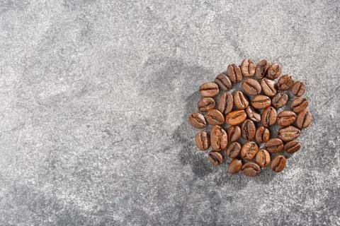 Coffee beans. Aromatic coffee beans. Coffee beans on a gray background. 写真素材