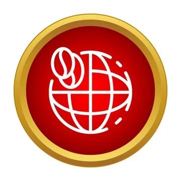 Coffee beans around globe representing international trade export Stock Illustration
