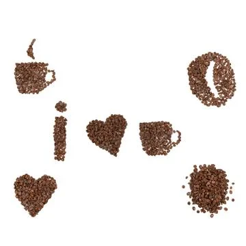 Coffee Beans Arranged In Different Shapes Stock Illustration