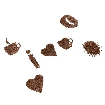 Coffee Beans Arranged In Different Shapes Stock-Illustration