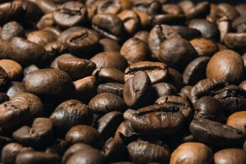 Coffee beans background close-up Stock Photos