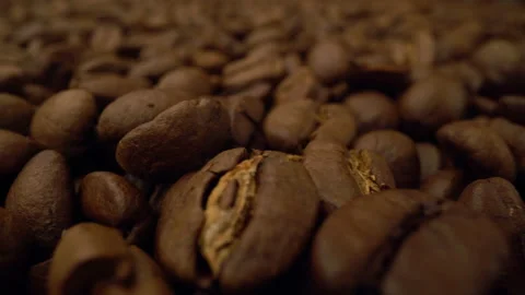 Coffee beans background. Close up of seeds of coffee Stock Footage 146927513