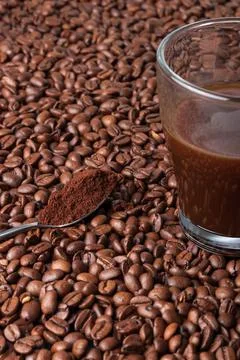 Coffee beans background with coffee beans Stockfoto's