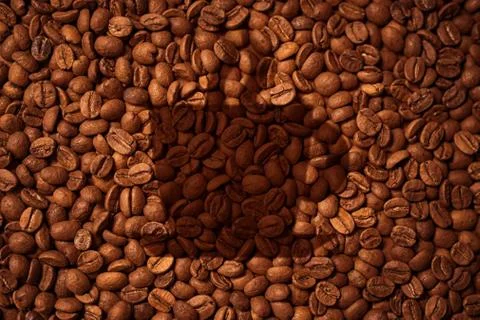 Coffee beans background with Cup Icon Stock Photos