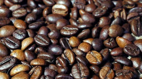 Coffee beans background. Dolly shot. Stock Footage 60930074