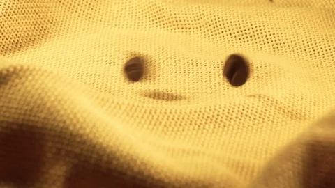 Coffee beans on the background of light burlap Stock Footage 102420732