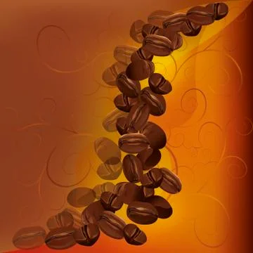 Coffee beans background with pattern, vector Stock Illustration