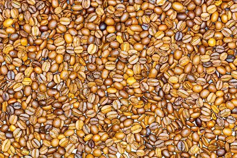 Coffee beans. Background of roasted fresh brown coffee beans. Perfect Stock Photos