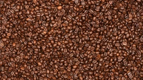 Coffee beans background. Side view. Loop motion. Rotation 360. Stock Footage 245085763