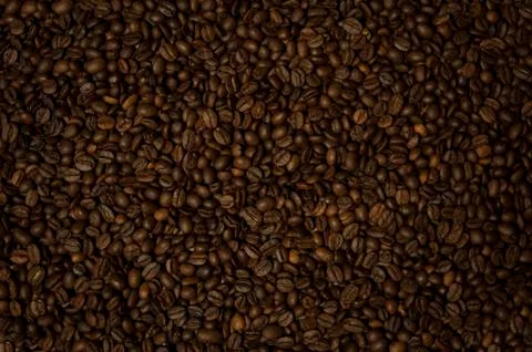 Coffee beans background top view. Close Up. Stock Photos