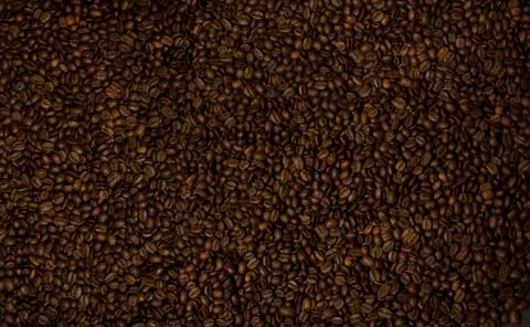 Coffee beans background top view. Close Up. Stock Photos
