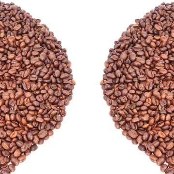 Coffee beans background. On a white background. Stock Photos