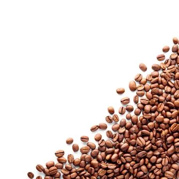 Coffee beans background on white background Stockfoto's