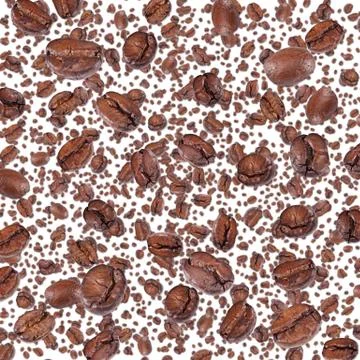 Coffee beans background (on white) Stock Illustration